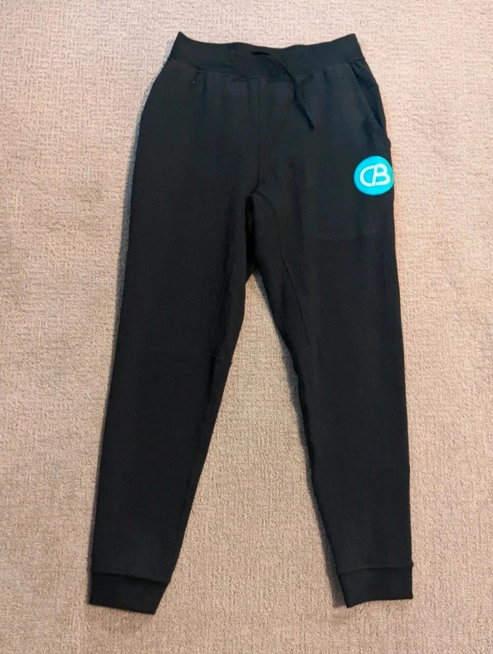 Black Jogger Sweatpants with Teal Logo